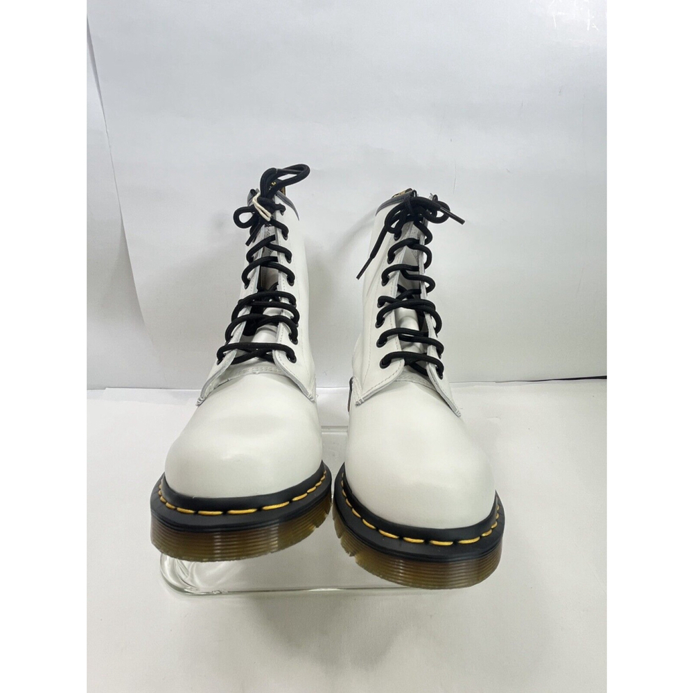Dr. Martens White Combat Boots Women Size 10 Leather Black 8-Eye New No Box - Picture 4 of 14